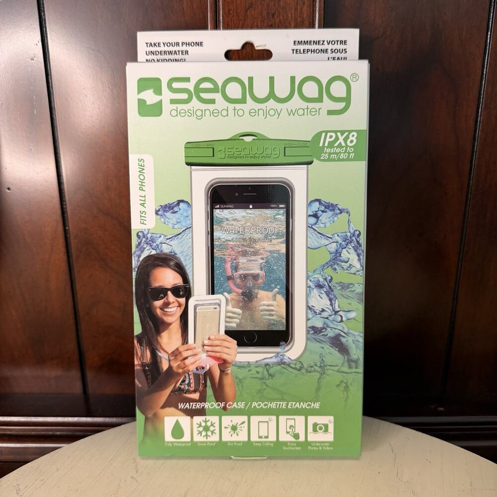 Seawag Waterproof Water Phone Case IPX8 Fits All Phones Green And White